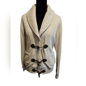 Tommy Hilfiger Gray Fleece Cardigan Sweater Toggle Close Size Small Petite